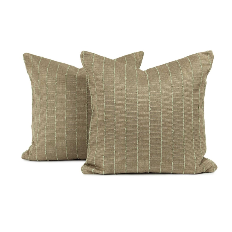 Geometric Green Accent Pillow with Earthy Mid Century Modern Pattern