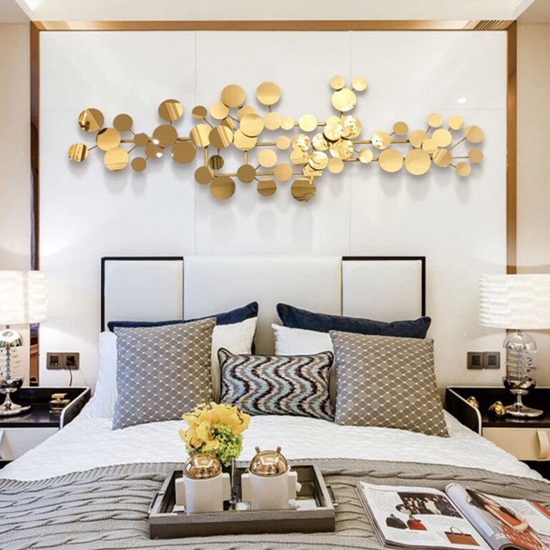 Geometric Metal Wall Art with Multi-Textured 3D Discs