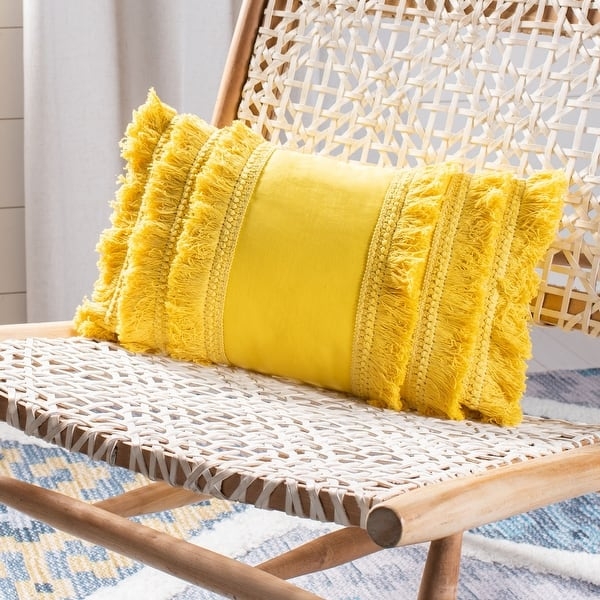 Geometric Throw Pillow Corner Tassels Textured Tassel Decorative