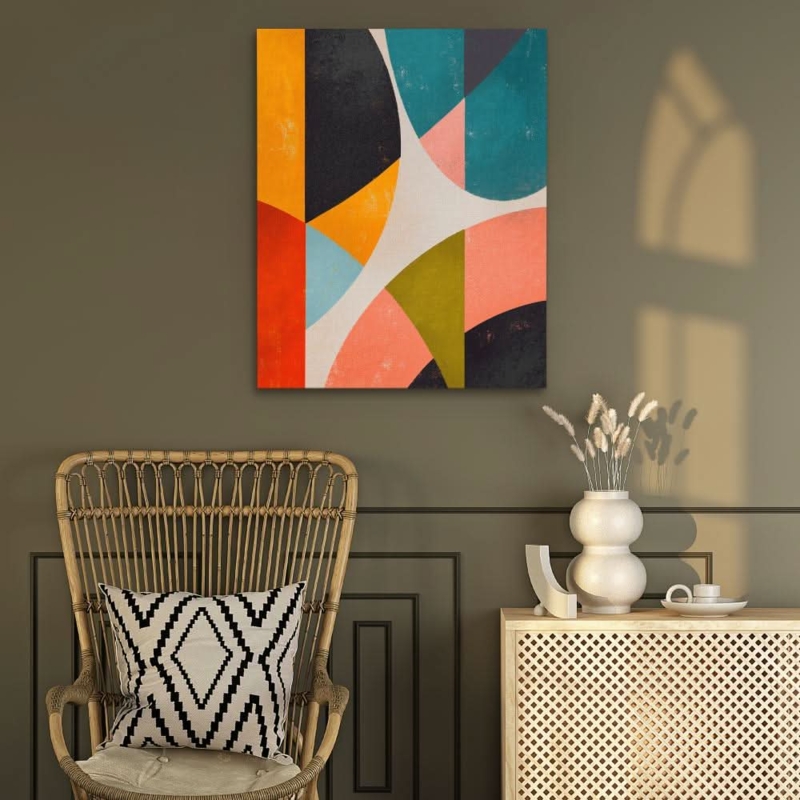 Geometric Wall Art: Oversized Split Circle Design Modern Glam Gold
