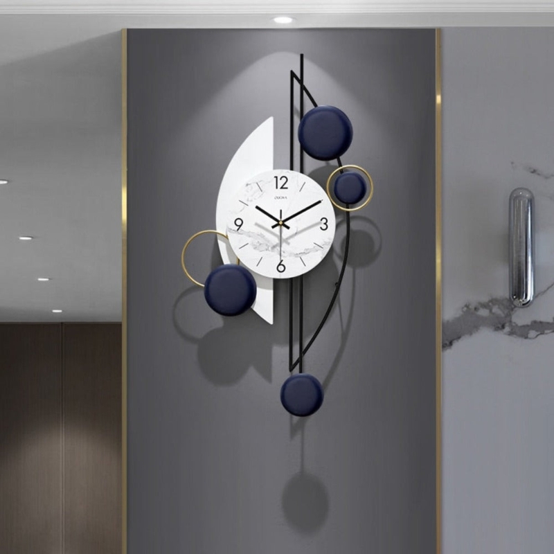 Geometric Wall Clock with Asymmetrical Black & Gold Frame