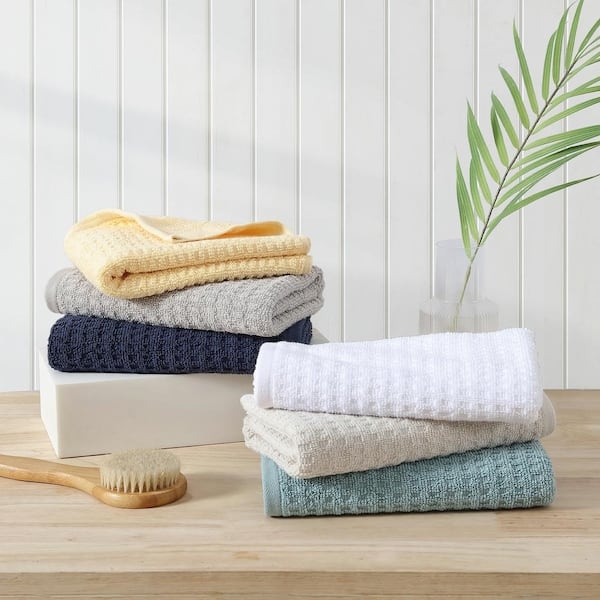 Geometric Wave Navy Hand Towel for Beach Bathroom Decor