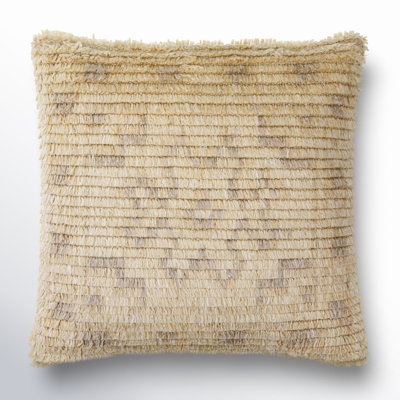 Geometric Wool Blend Throw Pillow with Diamond Motif and Woven Texture