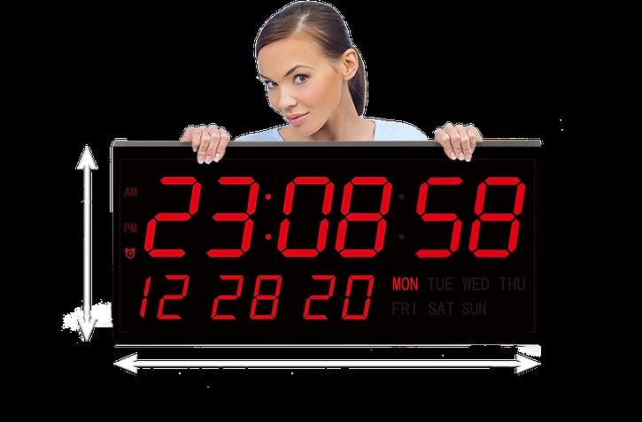 Giant Red LED Digital Calendar Wall Clock