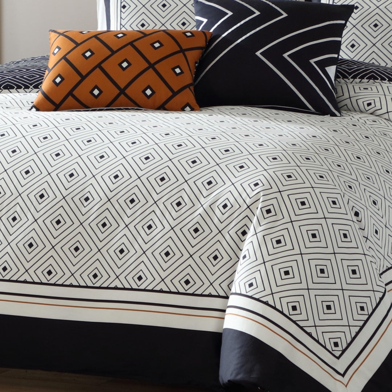 Global Inspired Monochrome Comforter Set Black Diamond Reversible