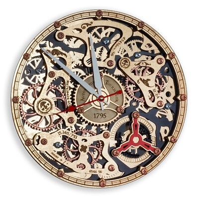 Gold Mechanical Kinetic Wall Art Tourbillon Gears Skeletal Design
