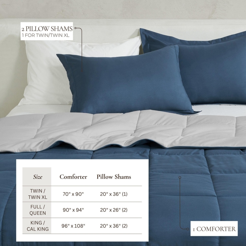 Great Bay Home | Reversible Comforter Set - Odette Collection King / California King / Almond Solid / Sand Solid