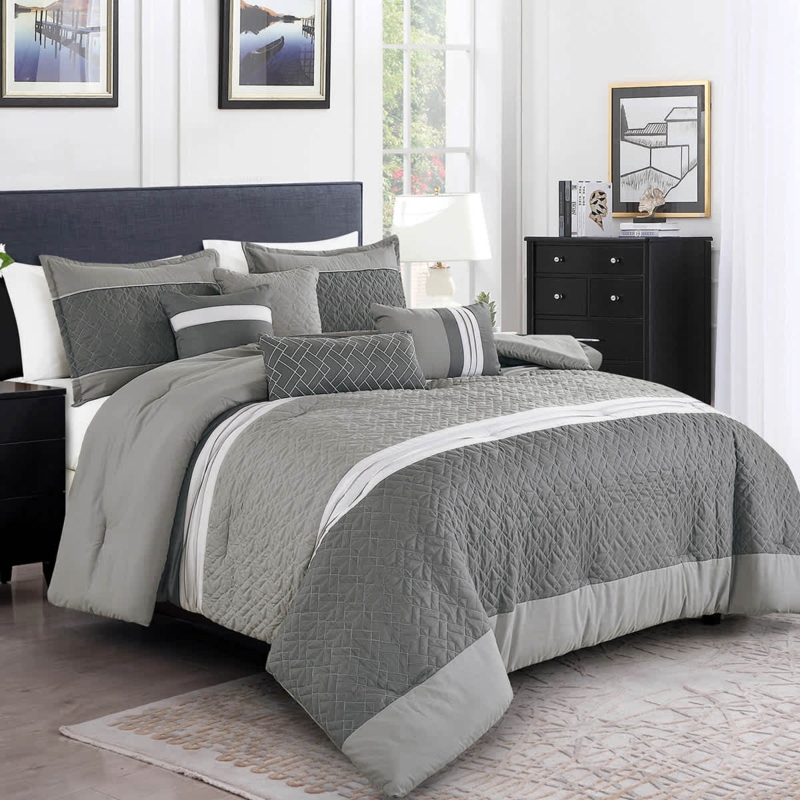 Grey Horizontal Striped Comforter Set for Contemporary Striped Bedding Ideas