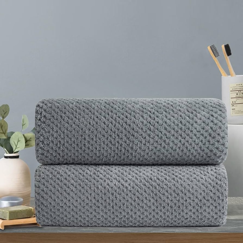 Grey Microfiber Hand Towel with Waffle Weave in Rolled Presentation