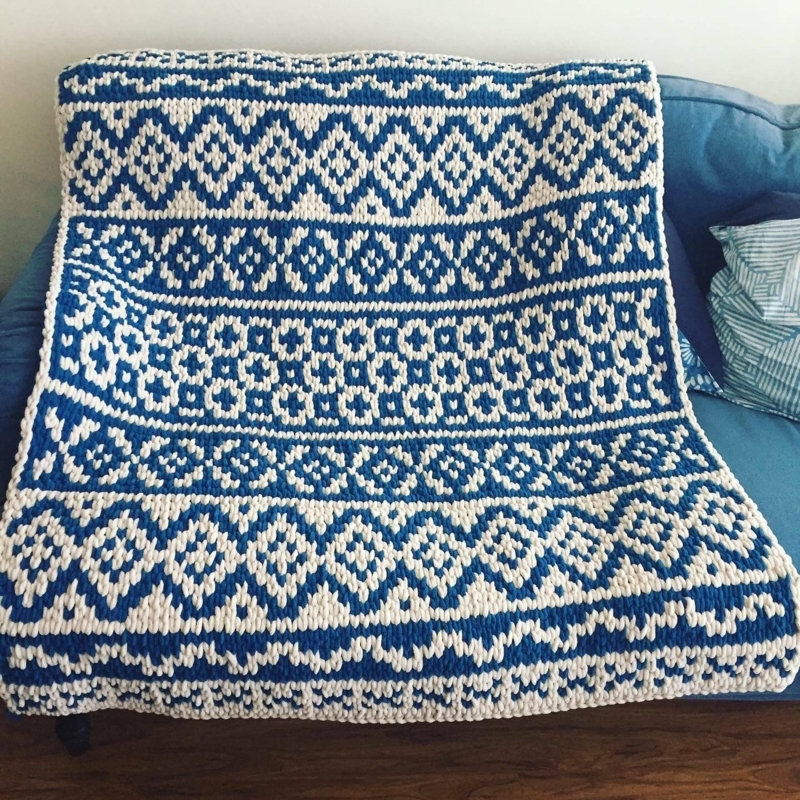 Grey Oversized Loop Yarn Throw, Chunky Knit Scandinavian Style