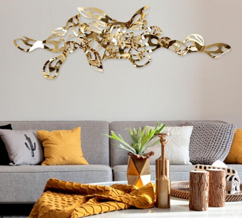 Hammered Metal Abstract Wall Art with Vertical 3D Design