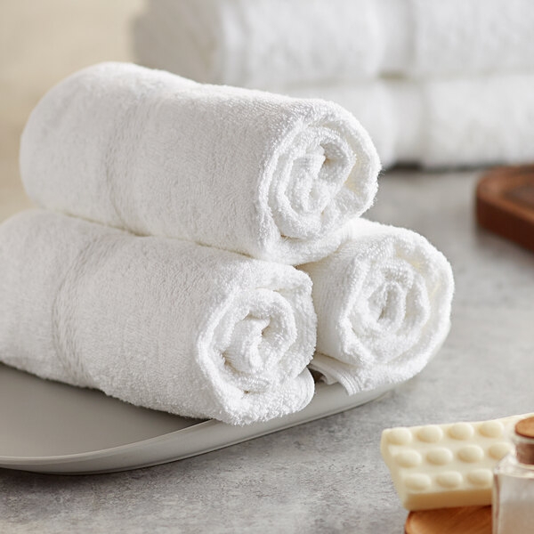 Hand Towel Cam Border Detail White Terry Cotton Spa Towels