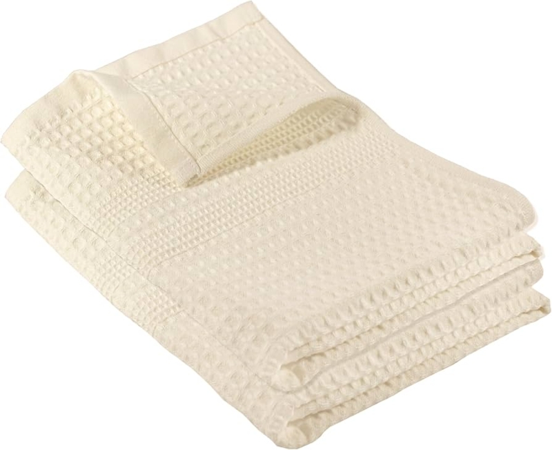 Hand Towel, Cream Waffle Weave with Fringed Ends