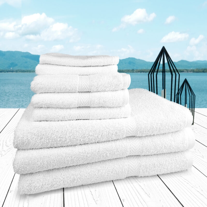 Hand Towel Crisp White, Classic Dobby Border Hotel Style Linens