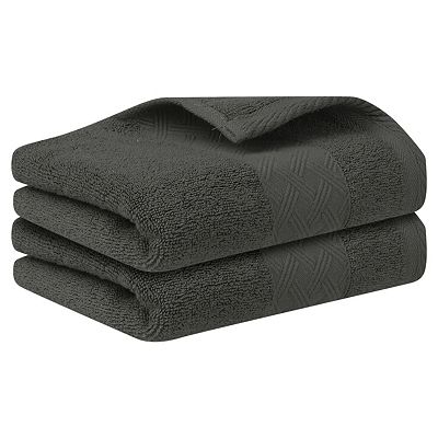 Hand Towel, Dark Brown Cotton Terry Dobby Border