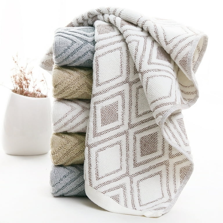 Hand Towel Diamond Pattern Fringed Edges Brown Cotton Boho