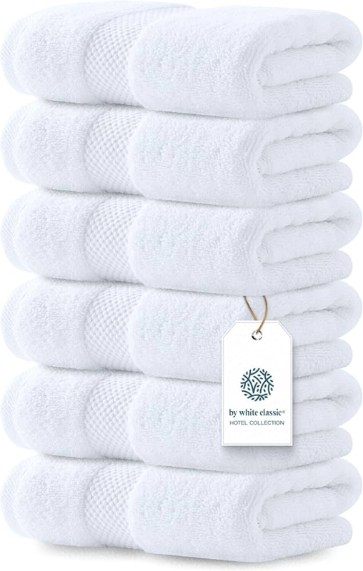 Hand Towel Dobby Border Plush Pile Hotel Spa Bathroom Towel Stack Decor