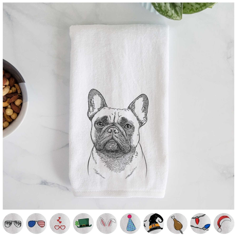 Hand Towel Dog Illustration Line Art White Minimalist Graphic