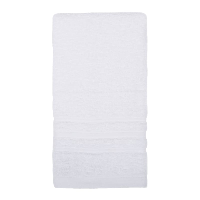 Hand Towel, Essential Solid White, Ribbed Dobby Border Finish