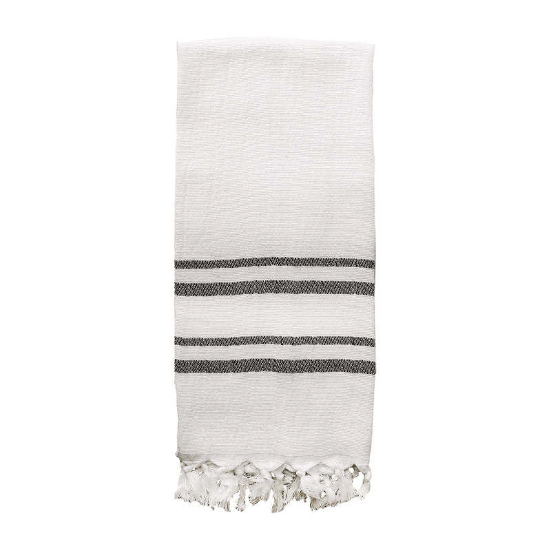 Hand Towel Grid Pattern Eyelash Fringe Modern Farmhouse Decor