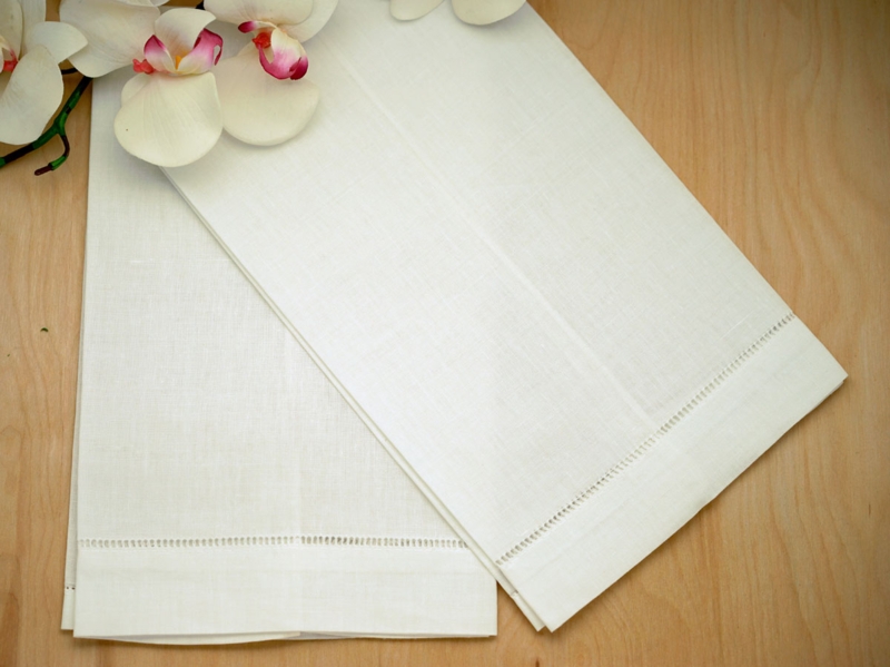 Hand Towel Hemstitched Border Linen-Like Texture, Classic Style