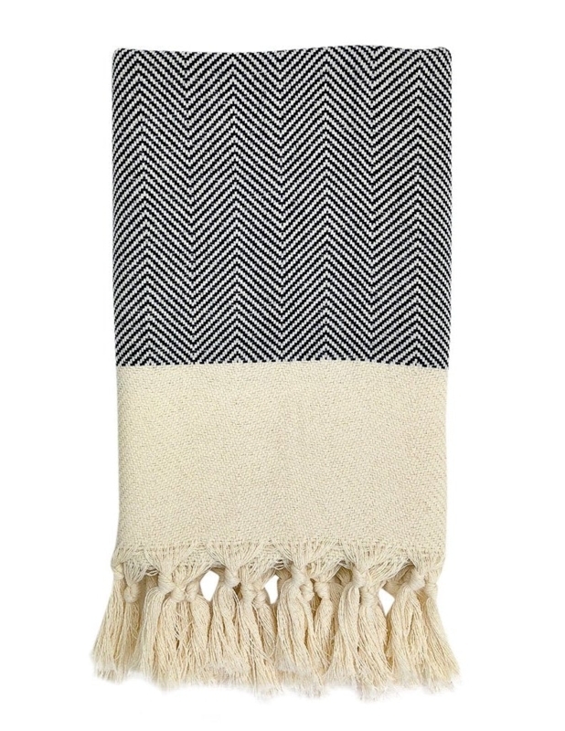 Hand Towel Herringbone Pattern Knotted Tassels Boho Ladder Styling