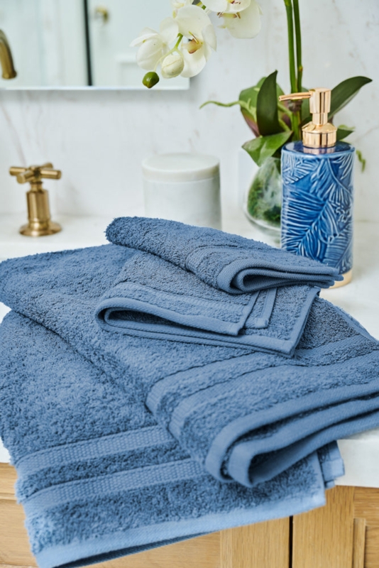 Hand Towel Navy White Stripes Pinstripe Pattern Resort Style