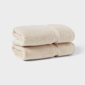 Hand Towel Ribbed Dobby Border Plush Texture Two-Pack, Minimalist Style