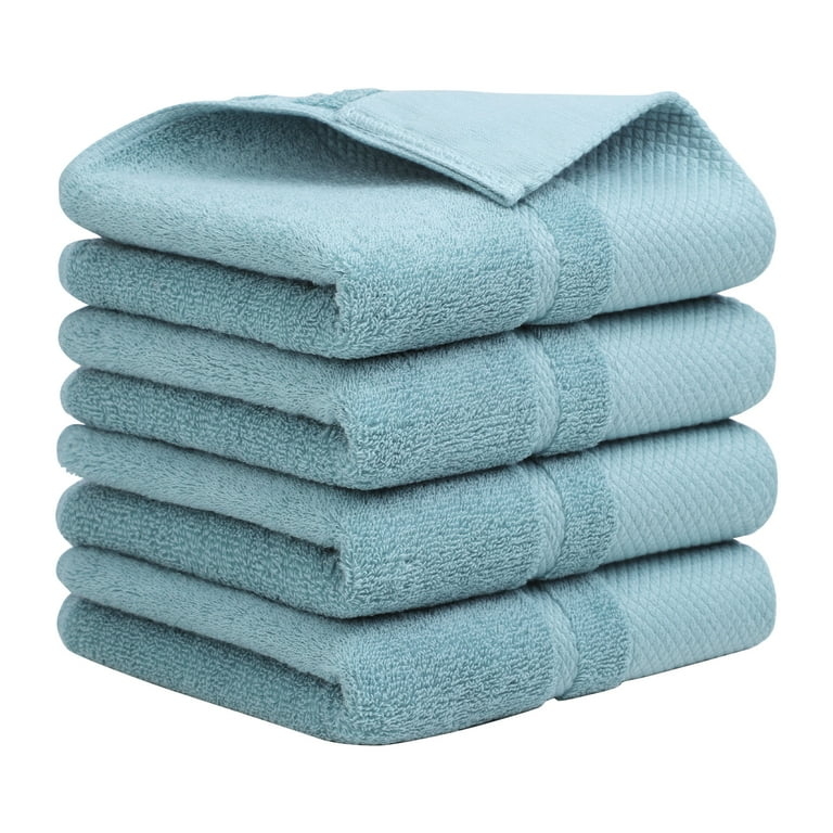 Hand Towel Saxe Blue Color Dobby Border Detail Four Piece Set