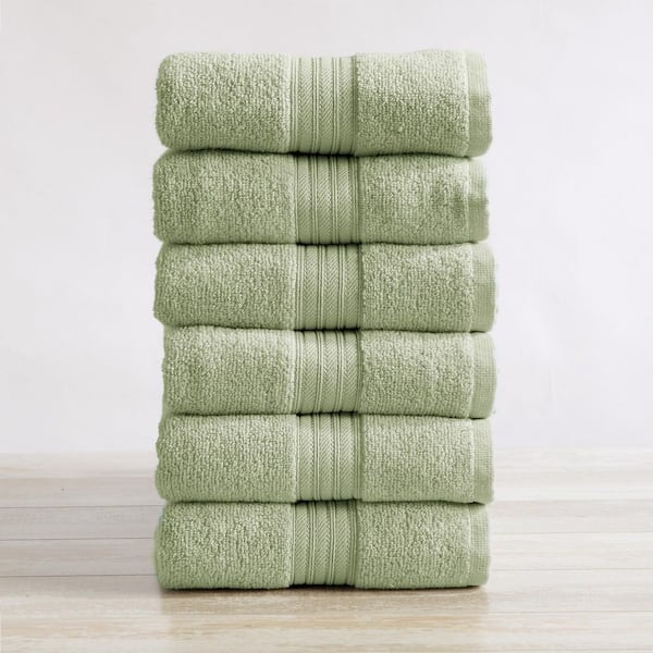 Hand Towel: Seagreen Color, Dobby Border Detail, Classic Spa Style