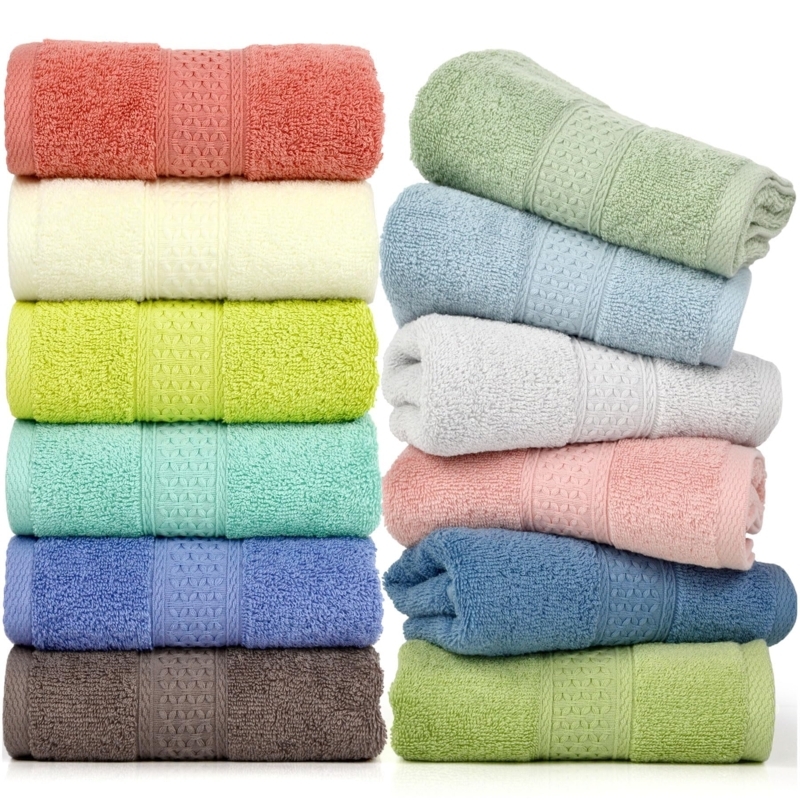 Hand Towel Set 12 Pack Rainbow Palette Colorful Cotton