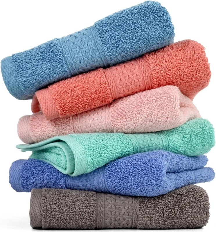 Hand Towel Set: Assorted Muted Colors, Terry Loop Texture, Modern Styling