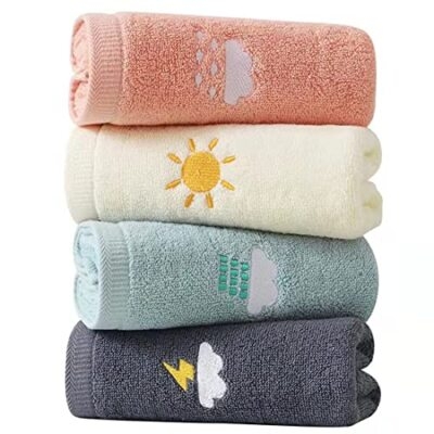 Hand Towel Set: Coordinated Navy, Charcoal, and White Cotton Stack
