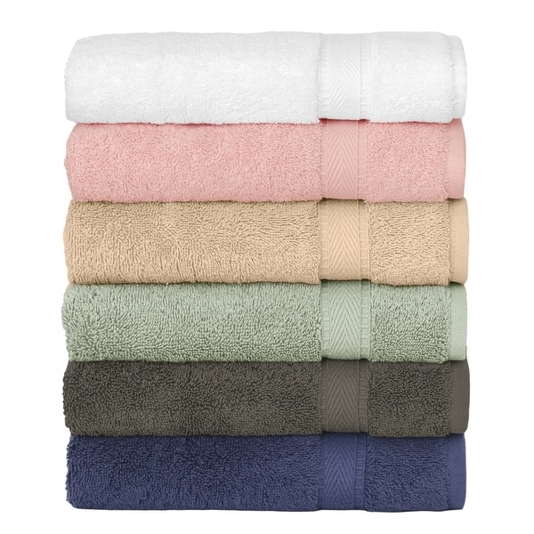 Hand Towel Set: Hotel Quality White Cotton with Geometric Dobby Border