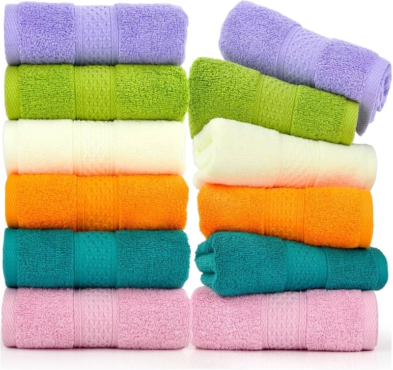 Hand Towel Set in Earth Tone Colors with Cotton Looped Pile