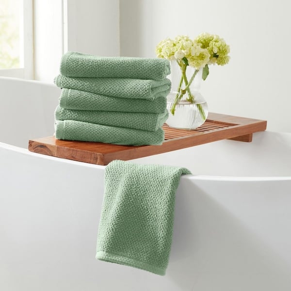 Hand Towel Set, Mineral Blue Popcorn Weave Cotton