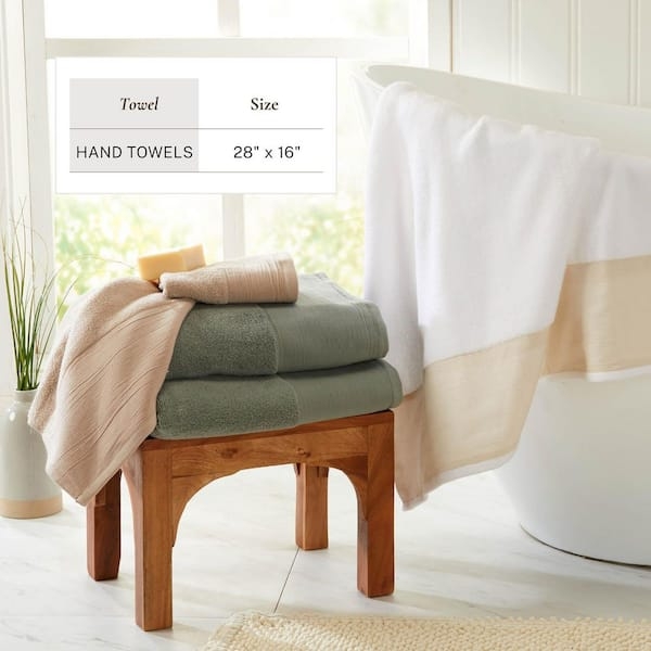 Hand Towel Set: Minimalist White Cotton Stack with Linen-Like Border