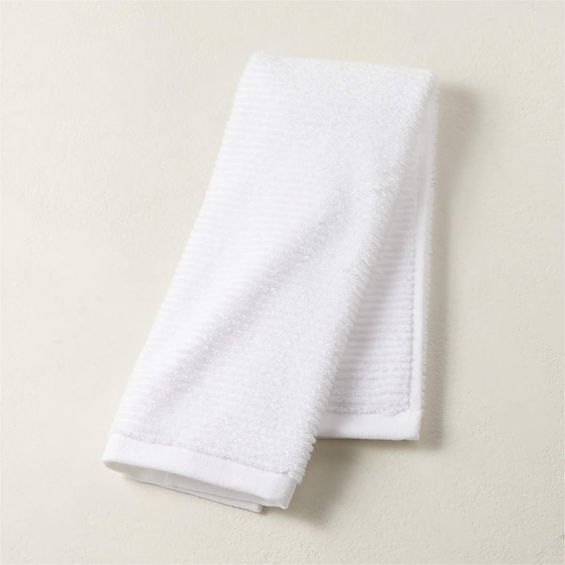 Hand Towel Set, Ribbed Organic Cotton Texture, Minimalist Stack