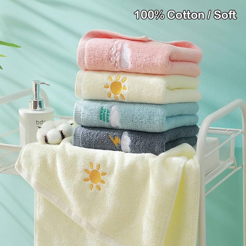 Hand Towel Set Waffle Weave Pastel Tones Cotton