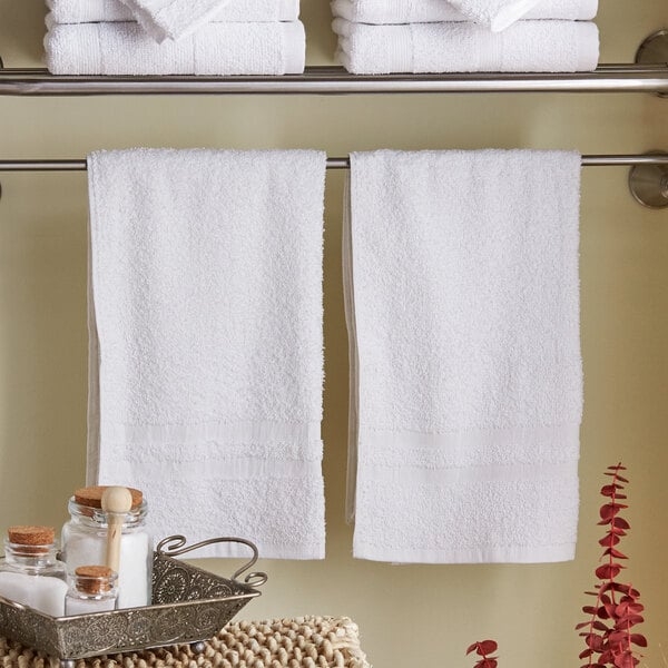 Hand Towel Stack Bright White, Classic Cam Border Linens
