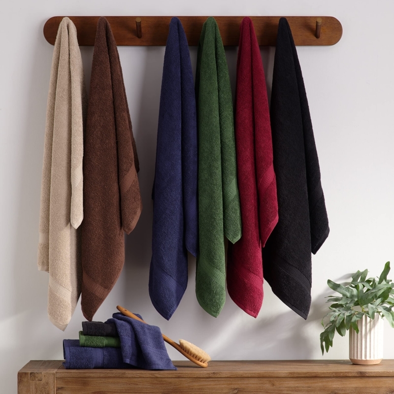 Hand Towel Stack Featuring Textured Dobby Weave in Navy Blue