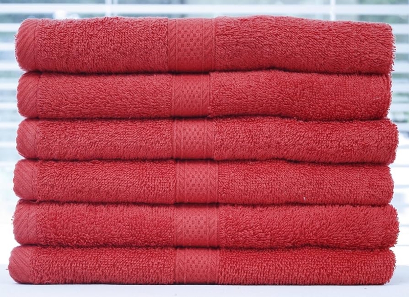 Hand Towel Stack in Vibrant Hibiscus Pink Cotton Terry Cloth