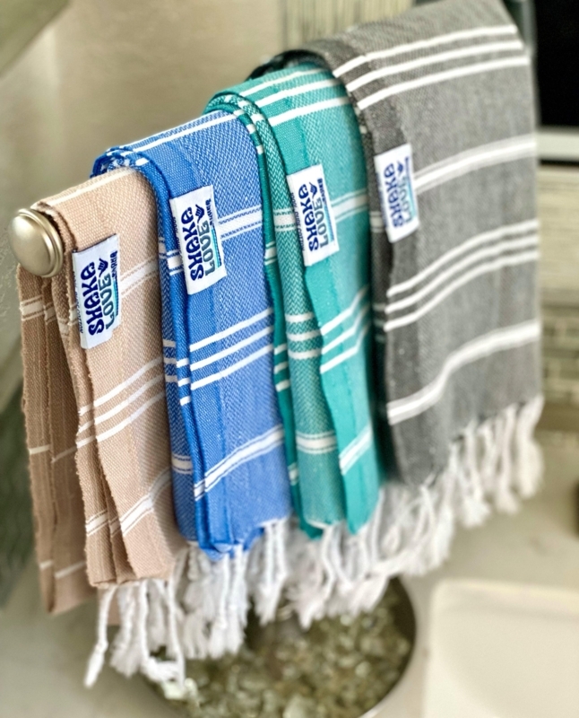 Hand Towel: Turkish Pestemal Flat Weave with Stripes and Knotted Fringe