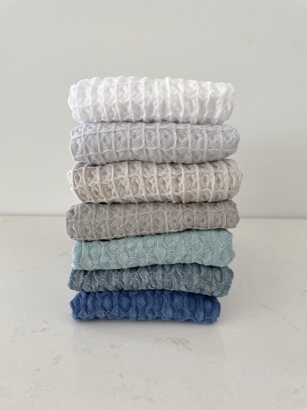 Hand Towel Waffle Weave Texture Knotted Fringe Modern Organic