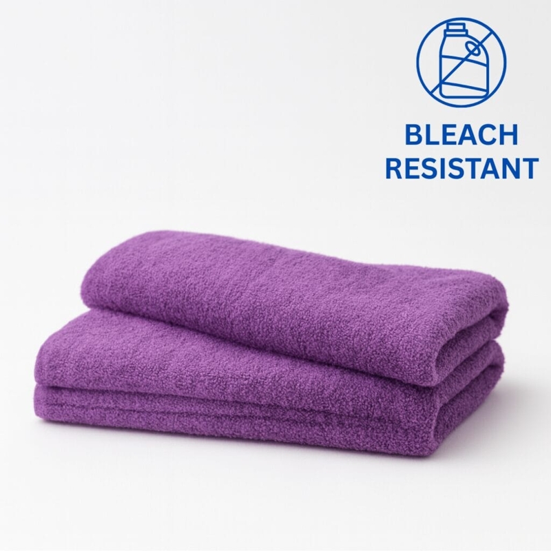 Hand Towels Deep Purple Stack, Vibrant Dobby Border Cotton Terry