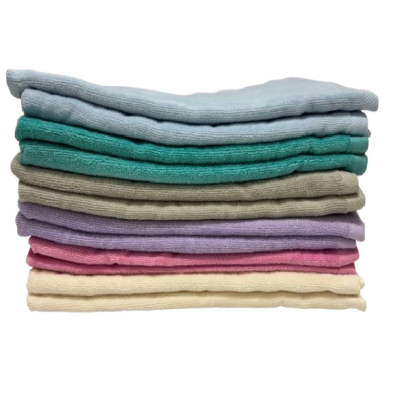 Hand Towels Folded into a Soft Pastel Color Palette Stack