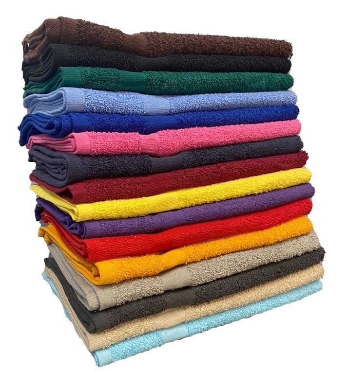 Hand Towels Stacked in Vibrant Rainbow Color Spectrum Cotton