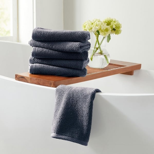 Hand Towels, Stone Blue Cotton Terry Six Piece Set