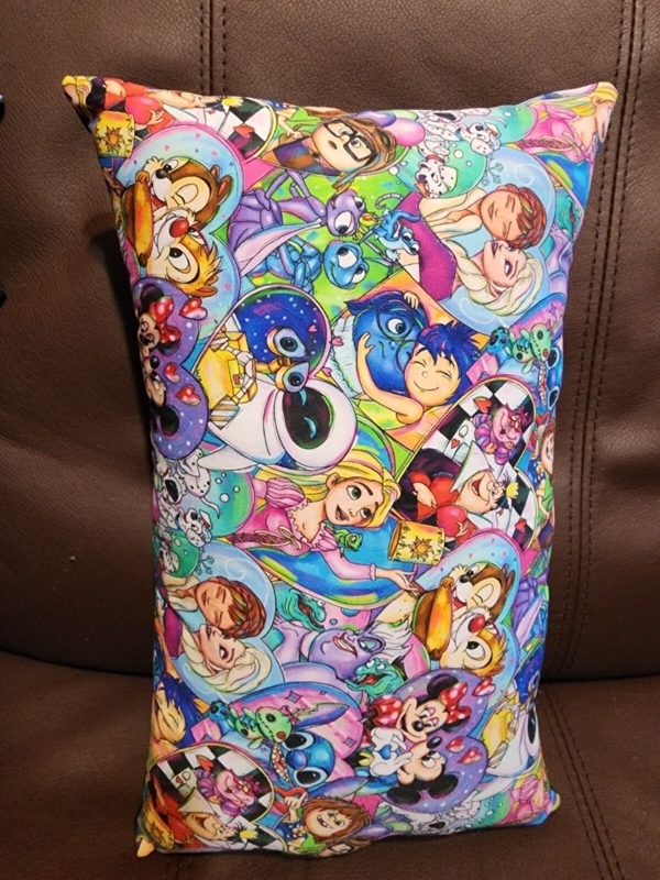 Handmade Disney Character Collage Print Throw Pillow