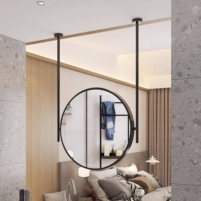 Hanging Mirror Ceiling Booms Matte Finish Industrial Bathroom